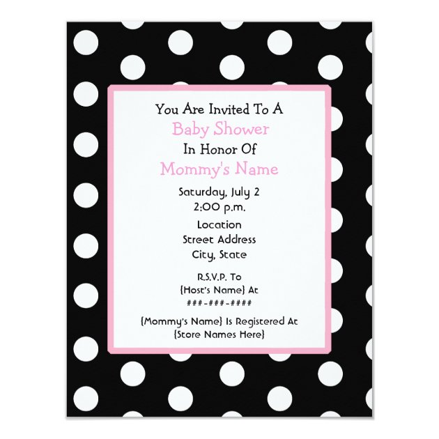 Girl Baby Shower - Pink Carriage & Polka Dots Invitation
