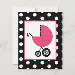 Girl Baby Shower - Pink Carriage & Polka Dots Invitation