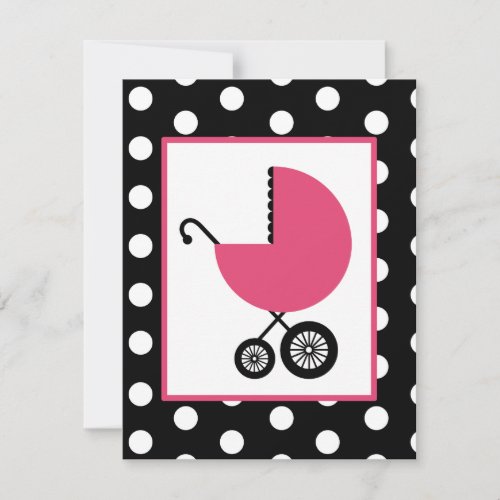 Girl Baby Shower _ Pink Carriage  Polka Dots Invitation