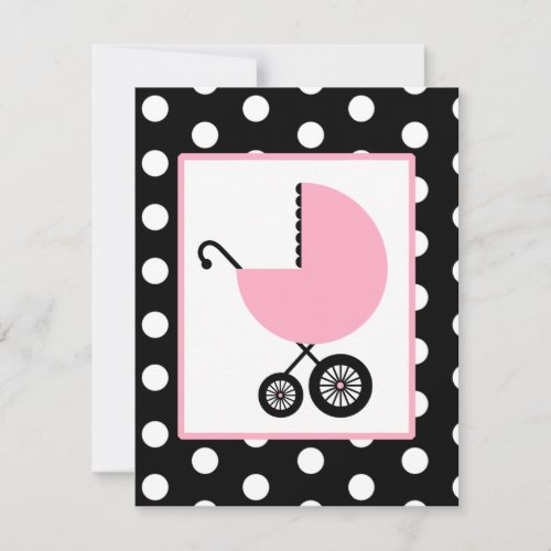 Girl Baby Shower - Pink Carriage &amp; Polka Dots Custom Invite