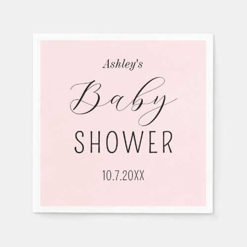 Girl Baby Shower Pink Elegant Paper Napkin