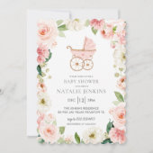 Girl Baby Shower Pink Floral Invitation (Front)