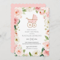 Girl Baby Shower Pink Floral Invitation