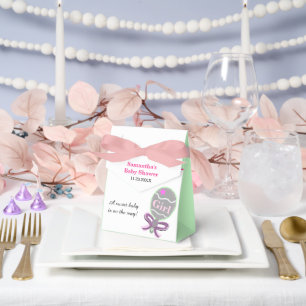Girl Baby Shower Pink Green Rattle  Favor Boxes