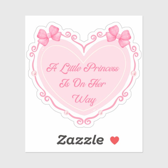 girl baby shower pink heart bows little princess sticker (Sheet)