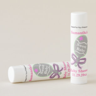 Girl Baby Shower Pink Rattle Name Lip Balm