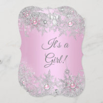Girl Baby Shower Pink Winter WonderLand Invitation