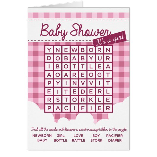 girl baby shower puzzle cards (Front)