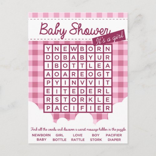 girl baby shower puzzle invitation postcard