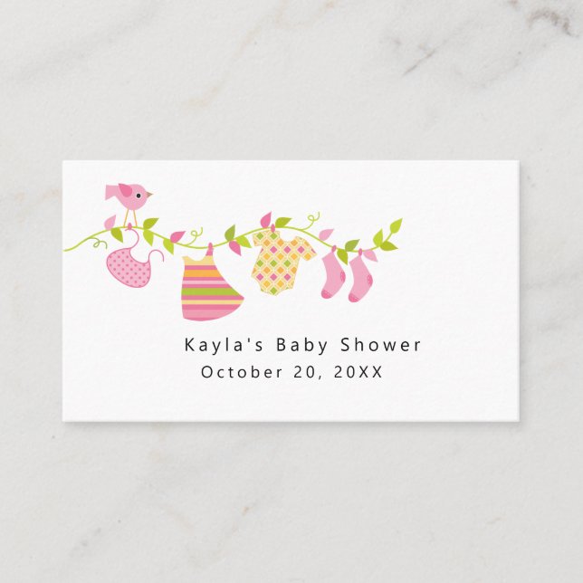 Girl Baby Shower registry enclosure card (Front)
