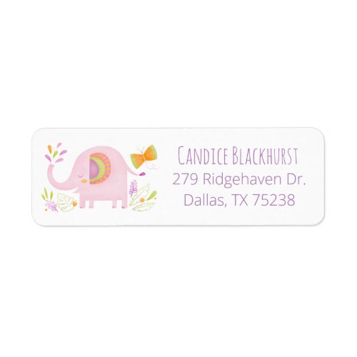 Girl Baby Shower Return Address Label