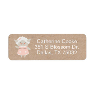 Girl baby shower Return Address Label