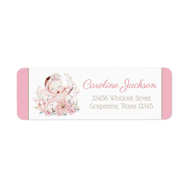 Girl Baby Shower Return Address Labels (Front)