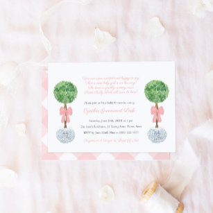 Girl Baby Shower Smart Lollipop Topiary Pink Bow Invitation