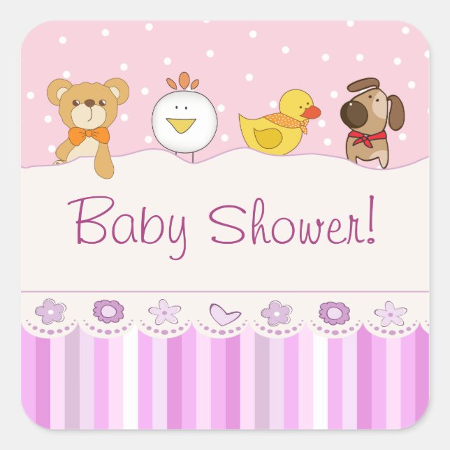 Girl Baby Shower Square Sticker (Front)