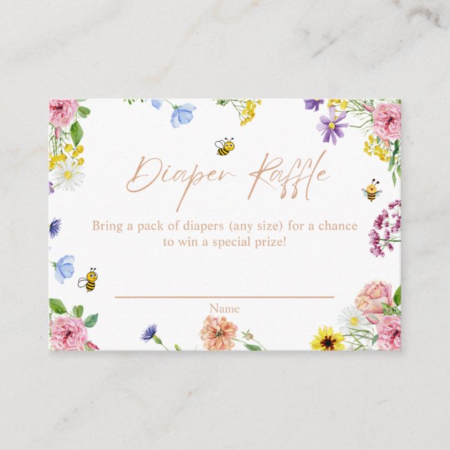 Girl Baby Shower Sweet as can Bee Diaper Raffle Enclosure Card (Front)