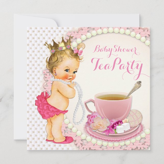 Girl Baby Shower Tea Party Invitation (Front)