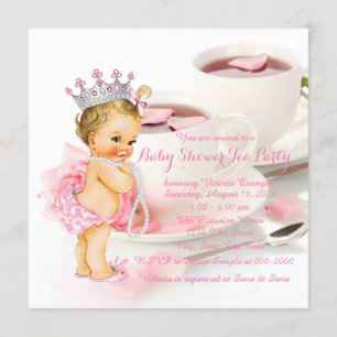 Girl Baby Shower Tea Party Rose Petal Tea Cup Invitation
