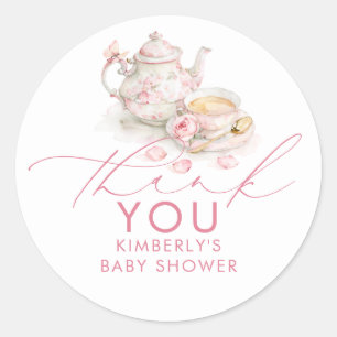 Girl Baby Shower Tea Party Thank You Favors Classic Round Sticker