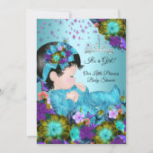 Girl Baby Shower Teal Blue Purple Floral Invitation (Front)