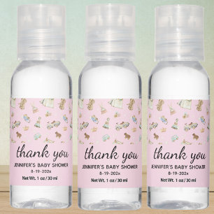 Girl Baby Shower Thank You Favor 12 Bottles Hand Sanitizer