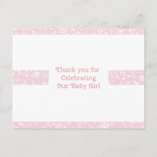 Girl Baby Shower Thank You Postcard