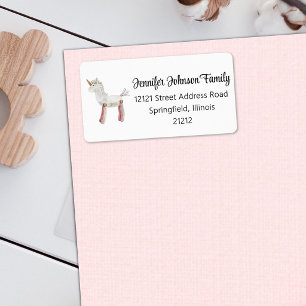 Girl Baby Shower Vintage Unicorn Toy Address Label