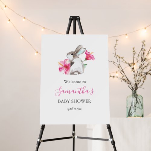 Girl Baby Shower Welcome Sign Spring Bunny