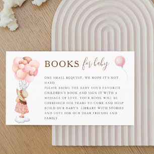 Girl Baby Shower with Balloon Book for Baby Enclosure Card