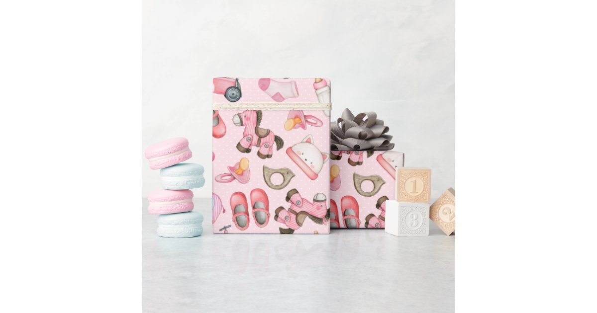 Girl Baby Shower Wrapping Paper Zazzle
