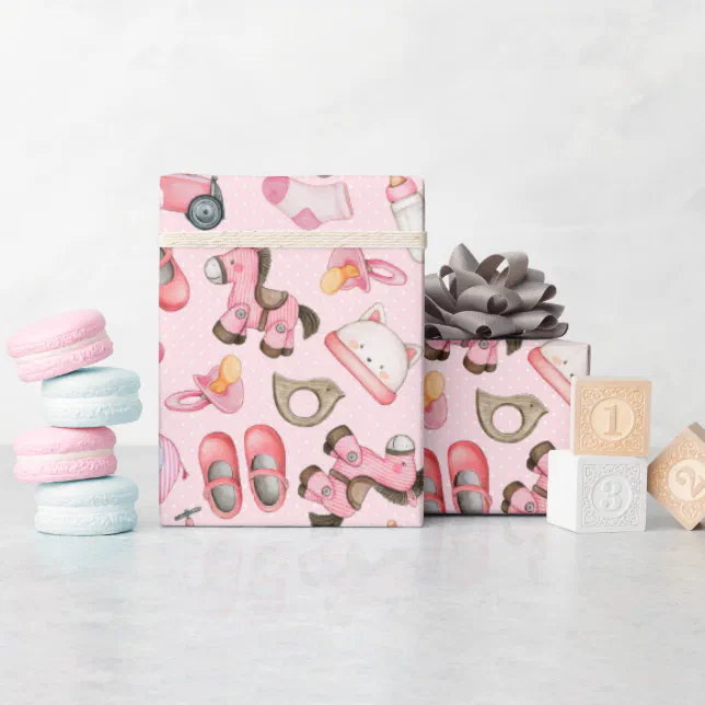 Girl Baby Shower Wrapping Paper Zazzle