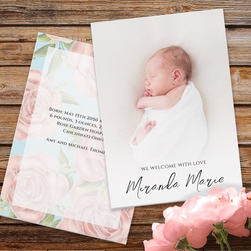 Girl Baby Simple Overlay Text Newborn Photo Floral