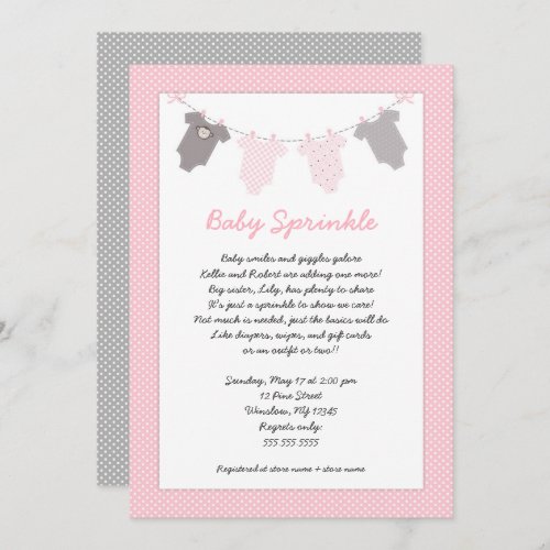 Girl baby sprinkle clothesline invitation