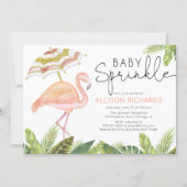 Girl baby sprinkle flamingo pink gold shower invitation (Front)