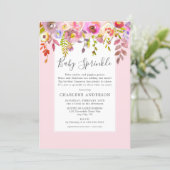 Girl Baby Sprinkle Invite, pink floral Invitation (Standing Front)