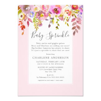 Girl Baby Sprinkle Invite, pink floral Invitation
