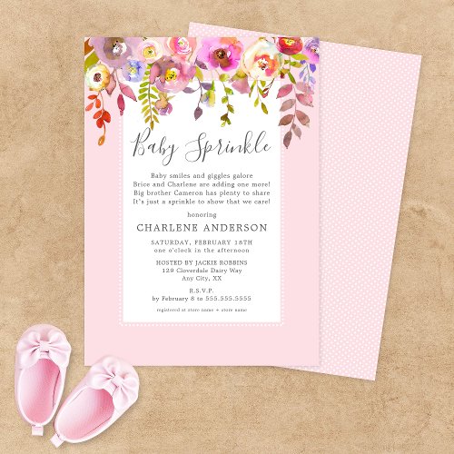 Girl Baby Sprinkle Invite pink floral Invitation