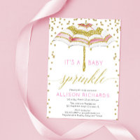 Girl baby sprinkle, umbrella pink gold baby shower