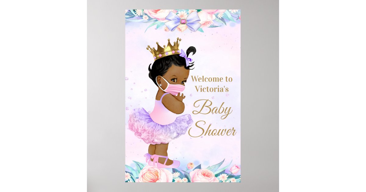 Girl Baby With Mask Baby COVID Shower Sign Zazzle