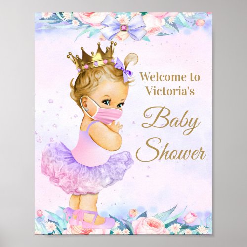 Girl Baby With Mask Baby Shower Welcome Sign