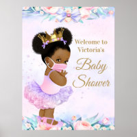 Girl Baby With Mask Baby Shower Welcome Sign