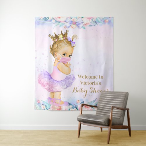 Girl Baby With Mask Covid Baby Shower L Backdrop