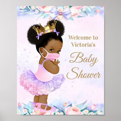 Girl Baby With Mask Covid Baby Shower Welcome Sign