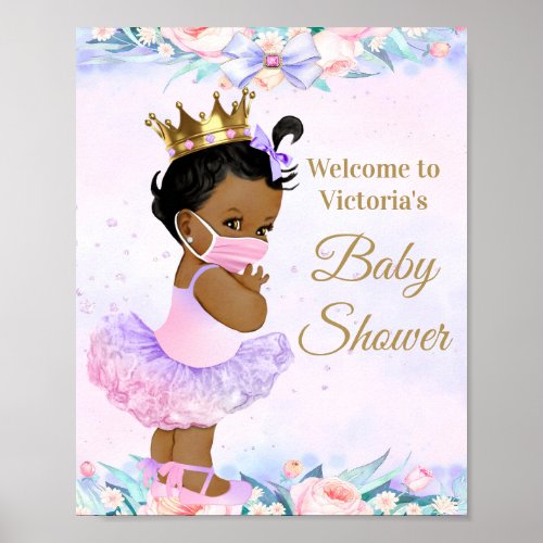 Girl Baby With Mask Covid Baby Shower Welcome Sign
