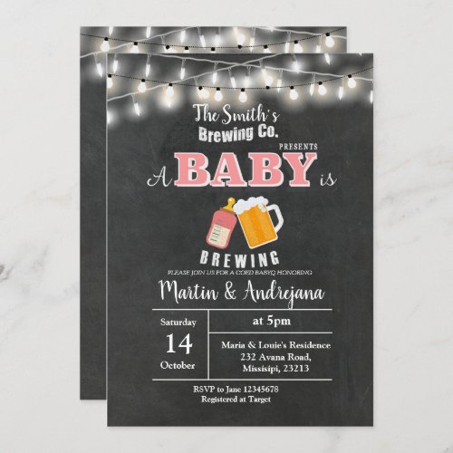 Girl BaByQ A baby is brewing invitation card