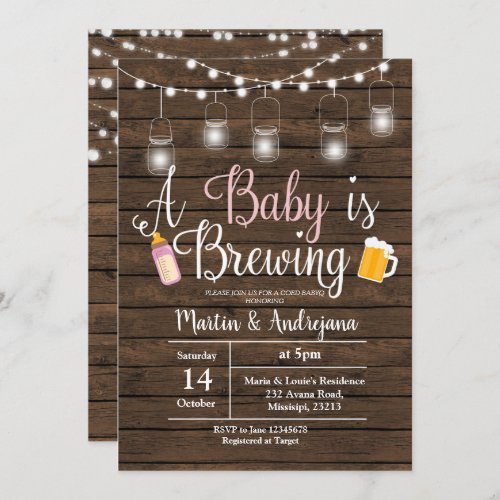 Girl BabyQ invitation Coed BBQ Baby brewing invite