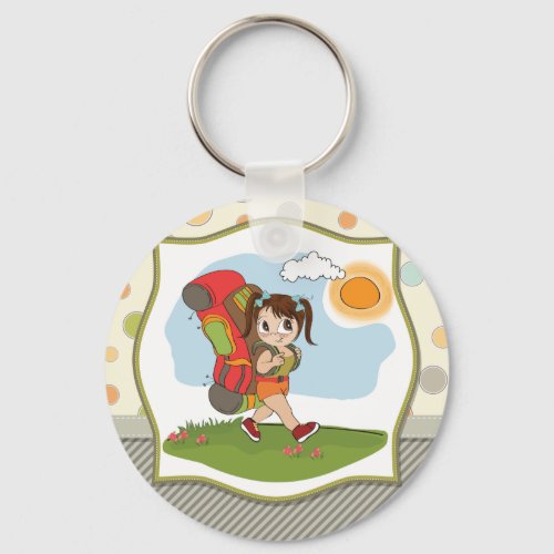 Girl Backpacking Keychain