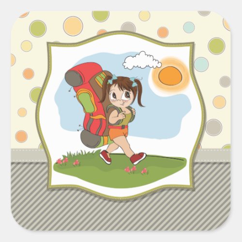 Girl Backpacking Stickers