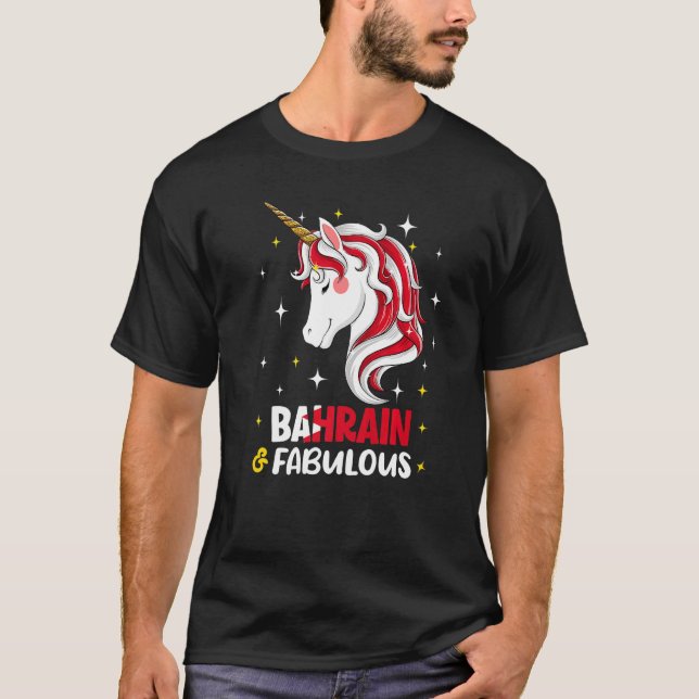 Girl Bahraini Bahrain Flag Unicorn Women T-Shirt (Front)
