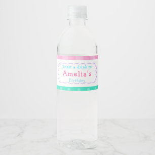 Girl Baking Birthday Party Water Bottle Label